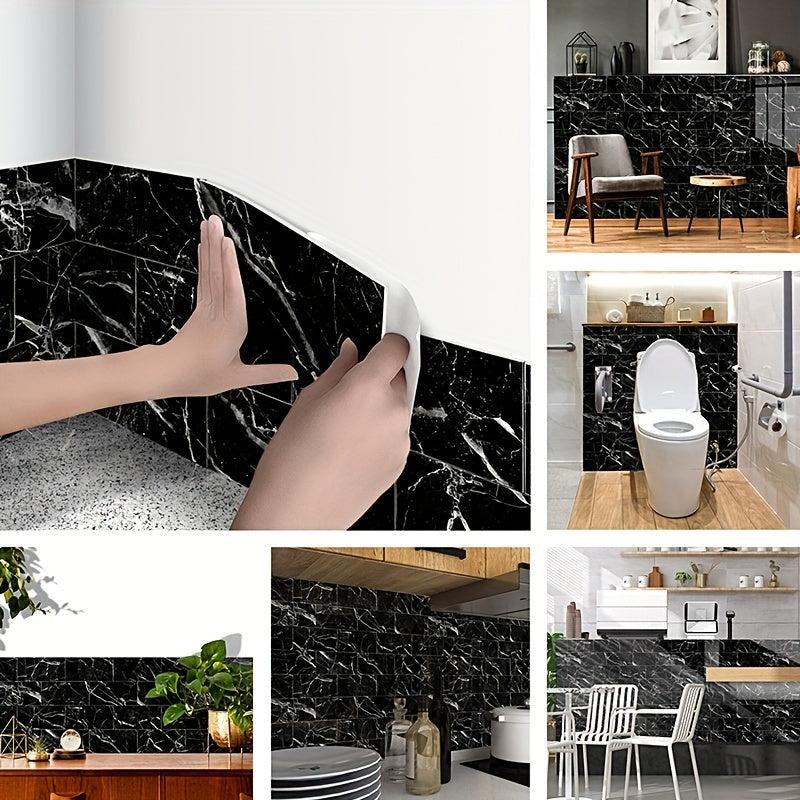 Marble Aluminum Foil Kitchen Stickers Waterproof Self Adhesive Wallpaper