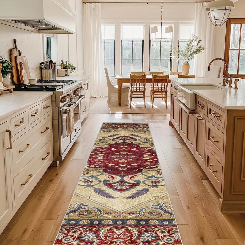 Vintage Floral 2'X10' Runner Rug Soft Non Slip Machine Washable Stair Carpet