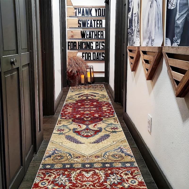 Vintage Floral 2'X10' Runner Rug Soft Non Slip Machine Washable Stair Carpet