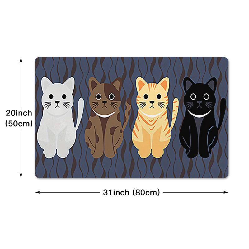 Non Slip Soft Kitchen Mat Bath Rug Animal Cat Print Bathroom Carpet Doormat