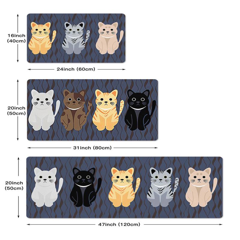 Non Slip Soft Kitchen Mat Bath Rug Animal Cat Print Bathroom Carpet Doormat