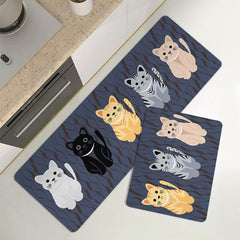 Non Slip Soft Kitchen Mat Bath Rug Animal Cat Print Bathroom Carpet Doormat
