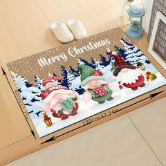 Santa Claus Snowman Floor Mat Soft Flannel Bath Rug Non slip Bath Mat
