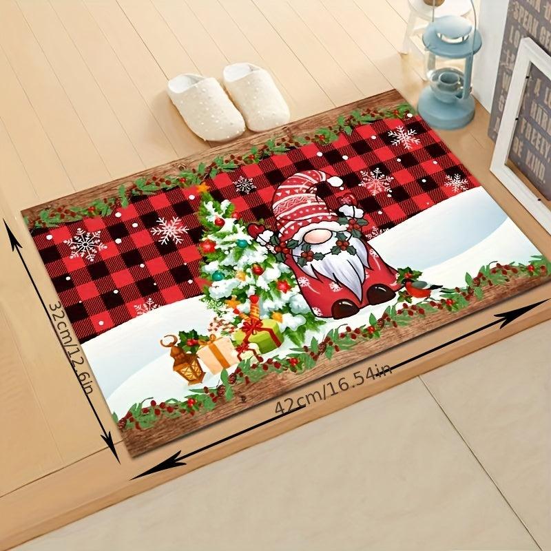 Santa Claus Snowman Floor Mat Soft Flannel Bath Rug Non slip Bath Mat