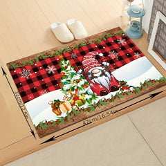 Santa Claus Snowman Floor Mat Soft Flannel Bath Rug Non slip Bath Mat