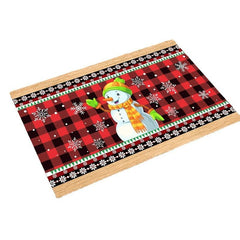 Santa Claus Snowman Floor Mat Soft Flannel Bath Rug Non slip Bath Mat