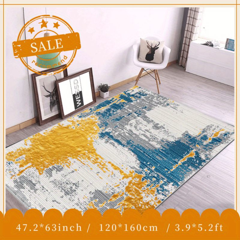 Soft & Fluffy Modern Abstract Area Rug with Anti Slip TPR Backing