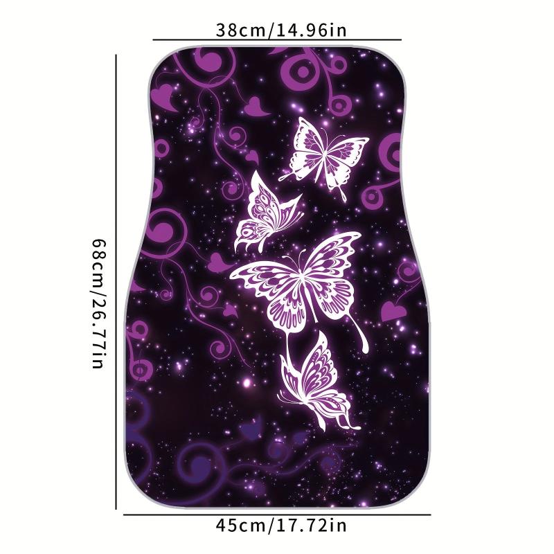 Butterfly Soft Rubber Car Floor Mats Galaxy Purple Non Slip Front Rear Liner