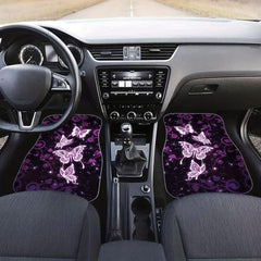 Butterfly Soft Rubber Car Floor Mats Galaxy Purple Non Slip Front Rear Liner