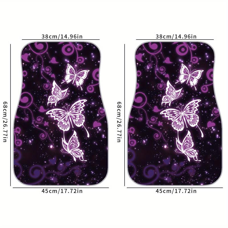 Butterfly Soft Rubber Car Floor Mats Galaxy Purple Non Slip Front Rear Liner