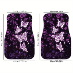 Butterfly Soft Rubber Car Floor Mats Galaxy Purple Non Slip Front Rear Liner