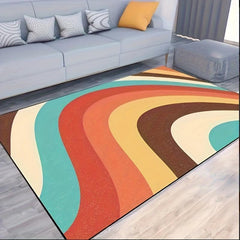 Modern Boho Rainbow Area Rug Non-Slip Stain Resistant Fluffy Rug