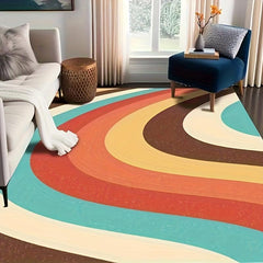 Modern Boho Rainbow Area Rug Non-Slip Stain Resistant Fluffy Rug