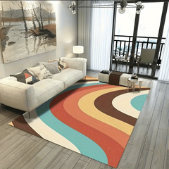 Modern Boho Rainbow Area Rug Non-Slip Stain Resistant Fluffy Rug