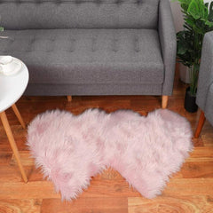 Soft and Stylish Pink Double Heart Rug for Bedroom and Living Room