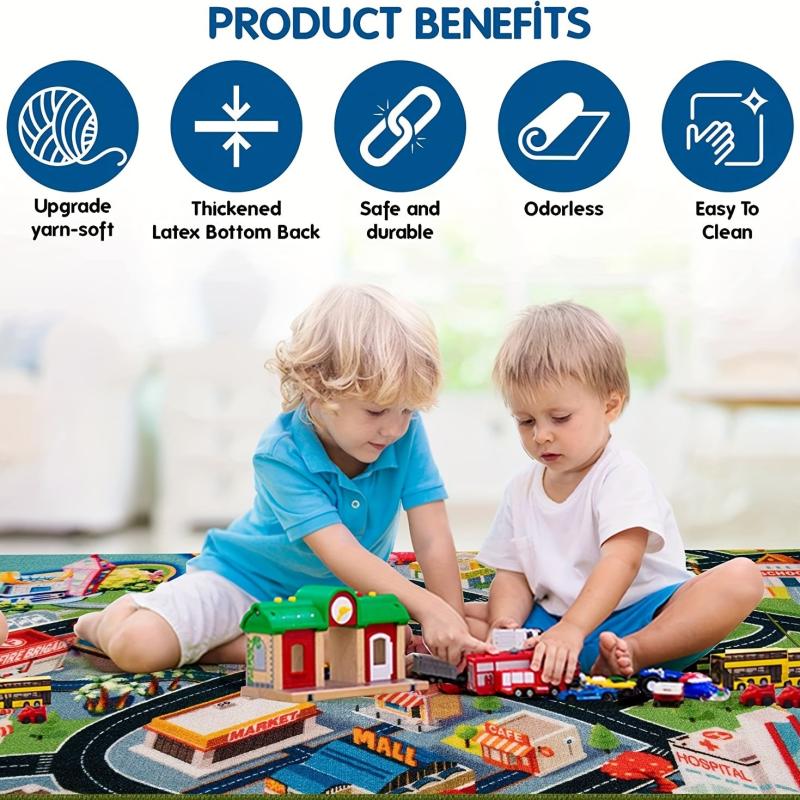 Kids Car Rug Play Mat With Roads For Bedroom
