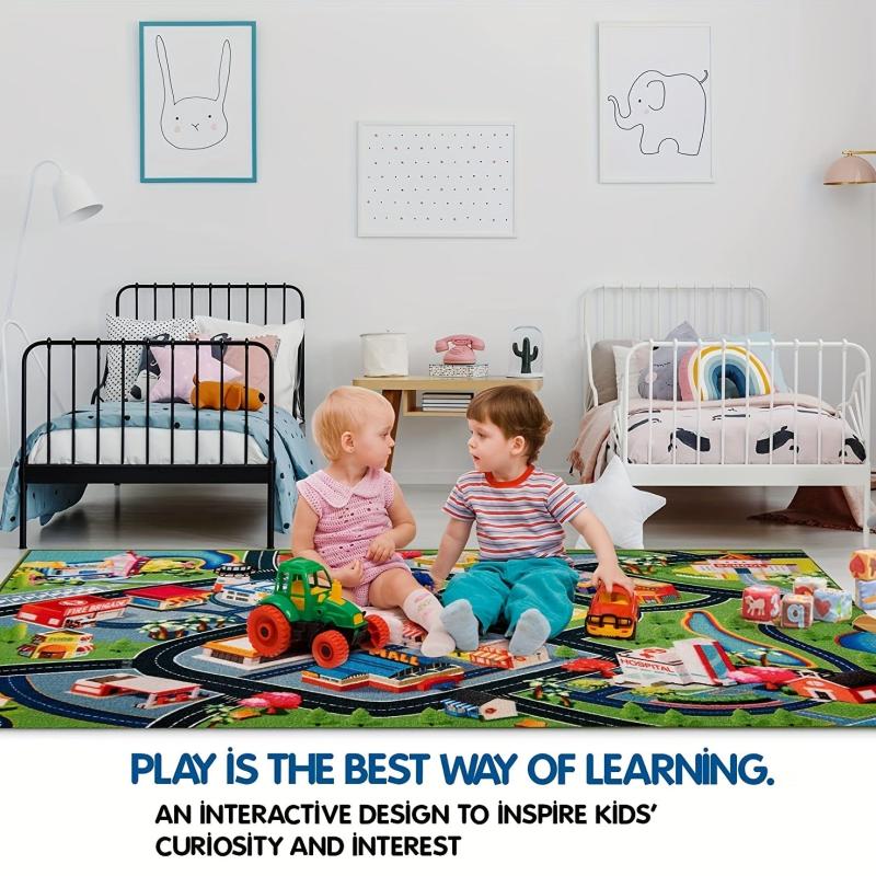 Kids Car Rug Play Mat With Roads For Bedroom