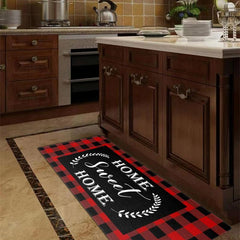Plaid Printed Kitchen Floor Mat Home Restaurant Decoration