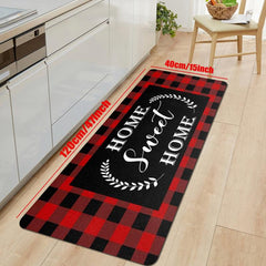Plaid Printed Kitchen Floor Mat Home Restaurant Decoration