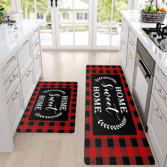 Plaid Printed Kitchen Floor Mat Home Restaurant Decoration