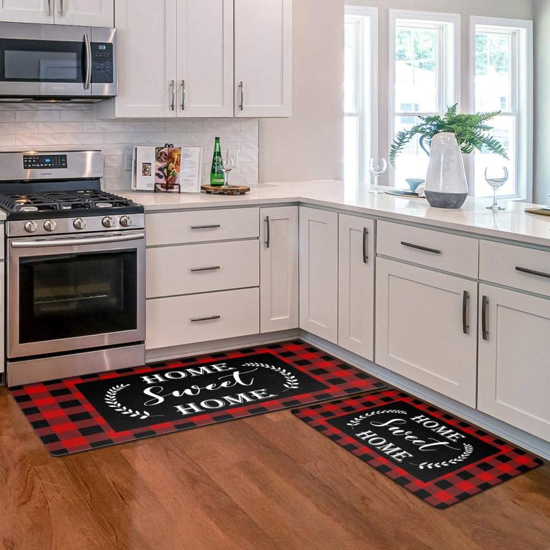Plaid Printed Kitchen Floor Mat Home Restaurant Decoration