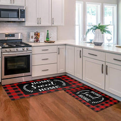 Plaid Printed Kitchen Floor Mat Home Restaurant Decoration