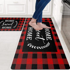 Plaid Printed Kitchen Floor Mat Home Restaurant Decoration
