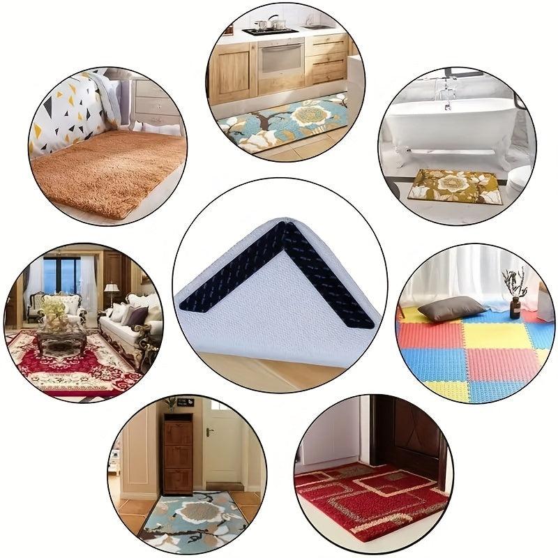 8pcs Washable Rug Gripper Pads Double Sided Non Slip Tape for Area Rugs Carpet