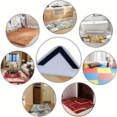 8pcs Washable Rug Gripper Pads Double Sided Non Slip Tape for Area Rugs Carpet
