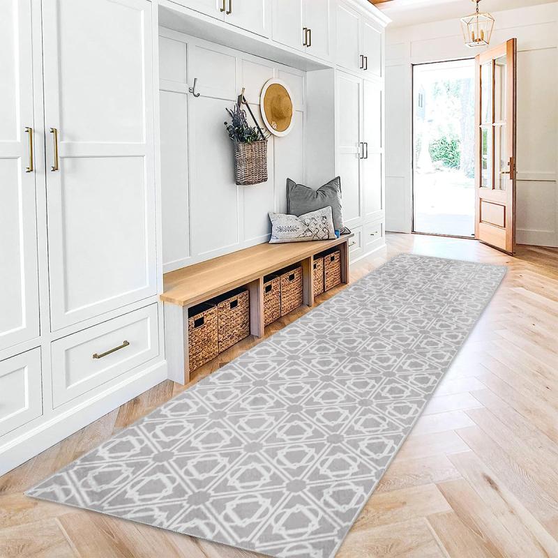 Modern Geometric 2'X10' Runner Rug Stain Resistant Soft Non Slip Kitchen Mat