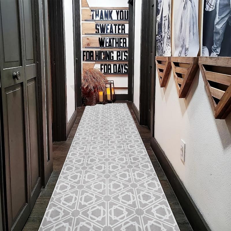 Modern Geometric 2'X10' Runner Rug Stain Resistant Soft Non Slip Kitchen Mat