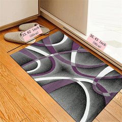 Modern Geometric Area Rug Grey/Purple Abstract Art Pattern Carpet