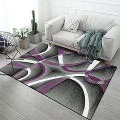 Modern Geometric Area Rug Grey/Purple Abstract Art Pattern Carpet