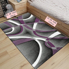 Modern Geometric Area Rug Grey/Purple Abstract Art Pattern Carpet
