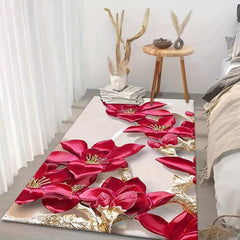 Rich Lily Pattern Kitchen Rug Indoor Mat Non-slip Floor Rug Home Decor