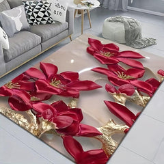 Rich Lily Pattern Kitchen Rug Indoor Mat Non-slip Floor Rug Home Decor