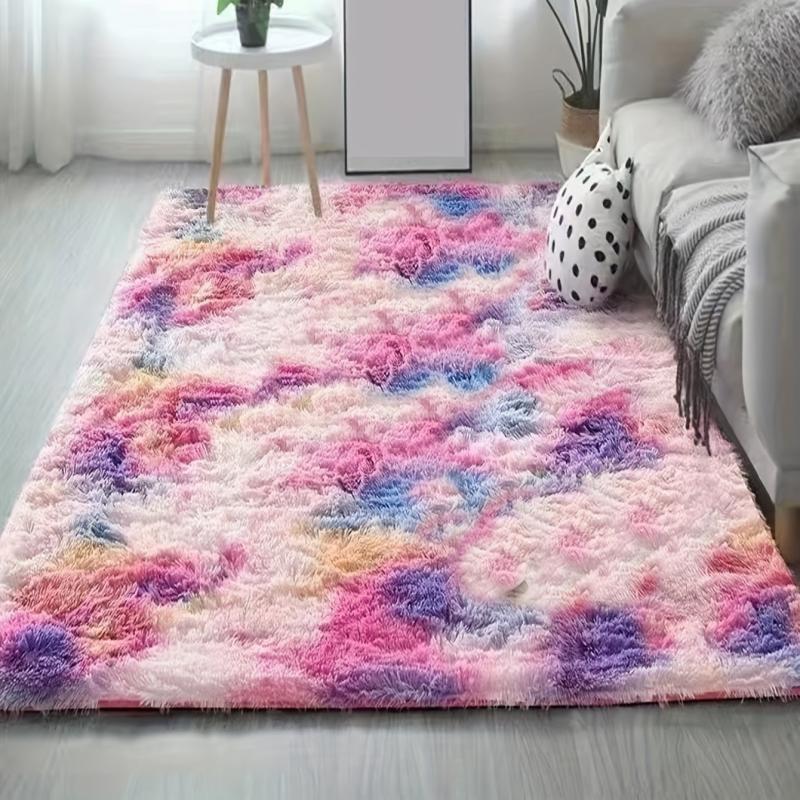 Soft Tie Dyed Plush Shaggy Area Rug Fluffy Floor Carpet