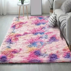 Soft Tie Dyed Plush Shaggy Area Rug Fluffy Floor Carpet