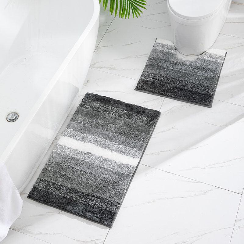 2pcs Non Slip Microfiber Bathroom Mats Set with U Shape Toilet Rug