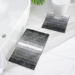 2pcs Non Slip Microfiber Bathroom Mats Set with U Shape Toilet Rug