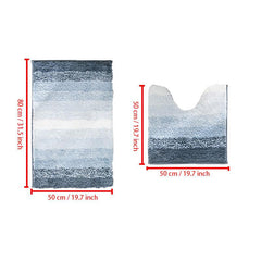 2pcs Non Slip Microfiber Bathroom Mats Set with U Shape Toilet Rug
