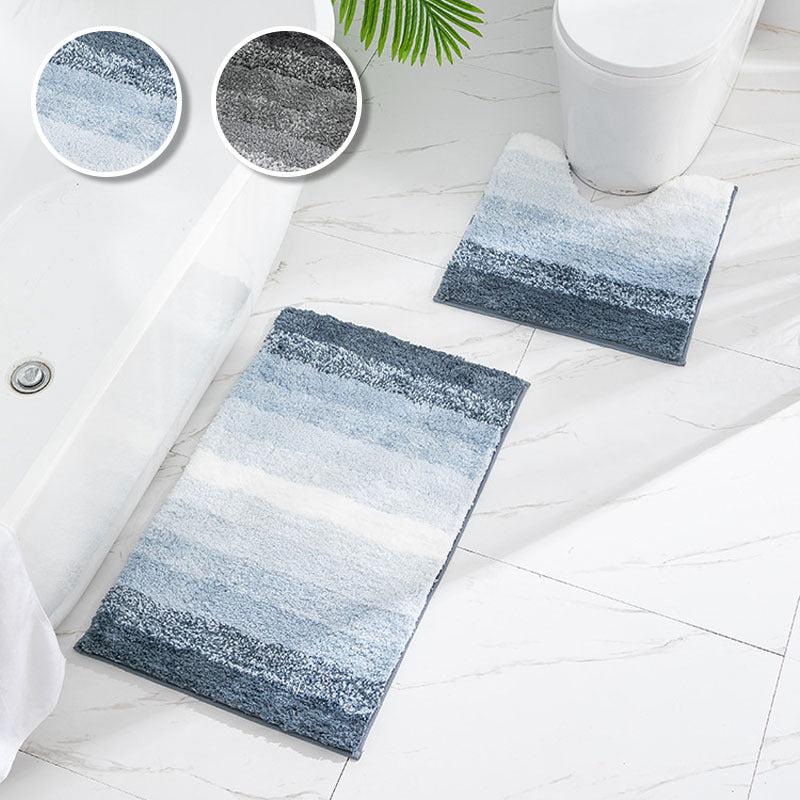 2pcs Non Slip Microfiber Bathroom Mats Set with U Shape Toilet Rug
