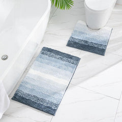 2pcs Non Slip Microfiber Bathroom Mats Set with U Shape Toilet Rug