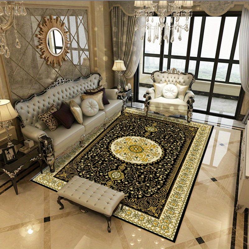 Vintage Floral Area Rug with Anti Slip TPR Backing for Living Room