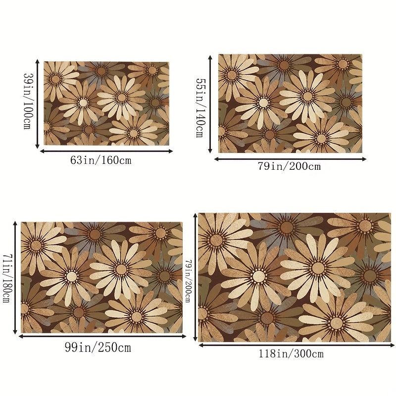 Modern Floral Area Carpet Anti-Skid Waterproof for Living Room Kitchen Bedroom