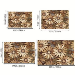 Modern Floral Area Carpet Anti-Skid Waterproof for Living Room Kitchen Bedroom