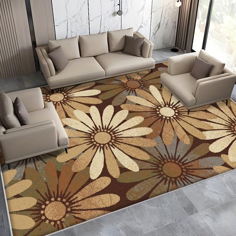 Modern Floral Area Carpet Anti-Skid Waterproof for Living Room Kitchen Bedroom