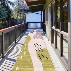 Abstract Long Carpet for Dining Living Bedrooms - Machine Washable Anti Slip