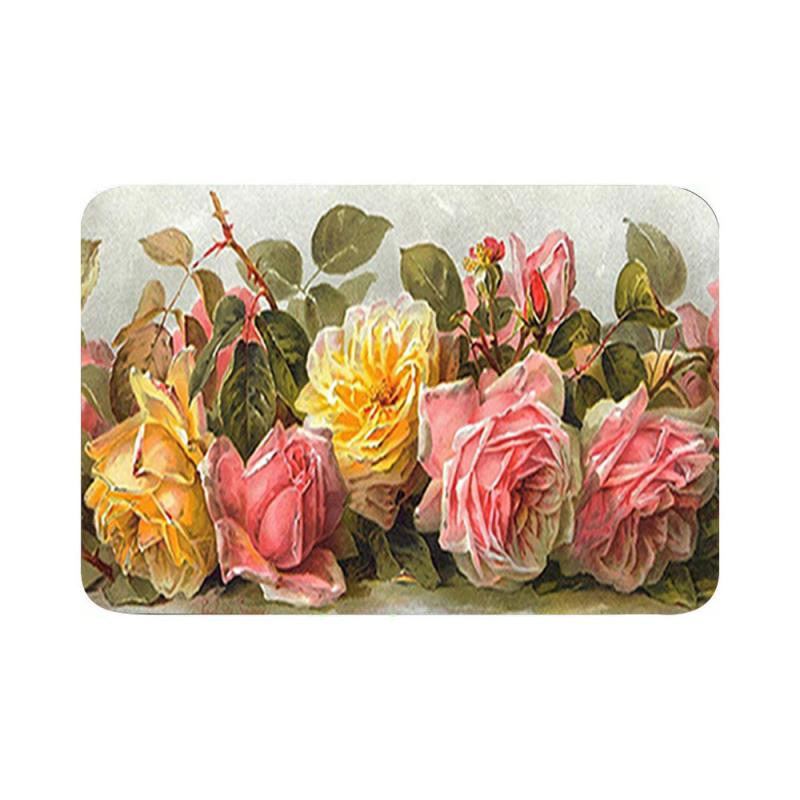 Soft Thick Kitchen Floor Mat Non-slip Floral Mat Waterproof