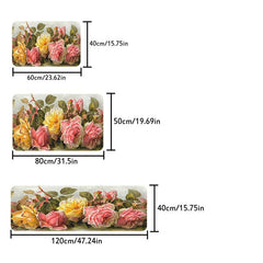 Soft Thick Kitchen Floor Mat Non-slip Floral Mat Waterproof